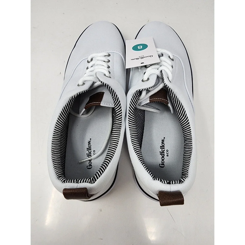 Goodfellow & Co Brady Mens White Canvas Lace Up Sneakers Shoes‎ Size 8 NEW